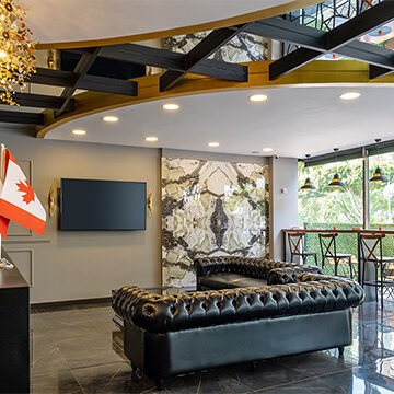 Cozy and stylish waiting room at Turkey Teeth Dental Clinic.